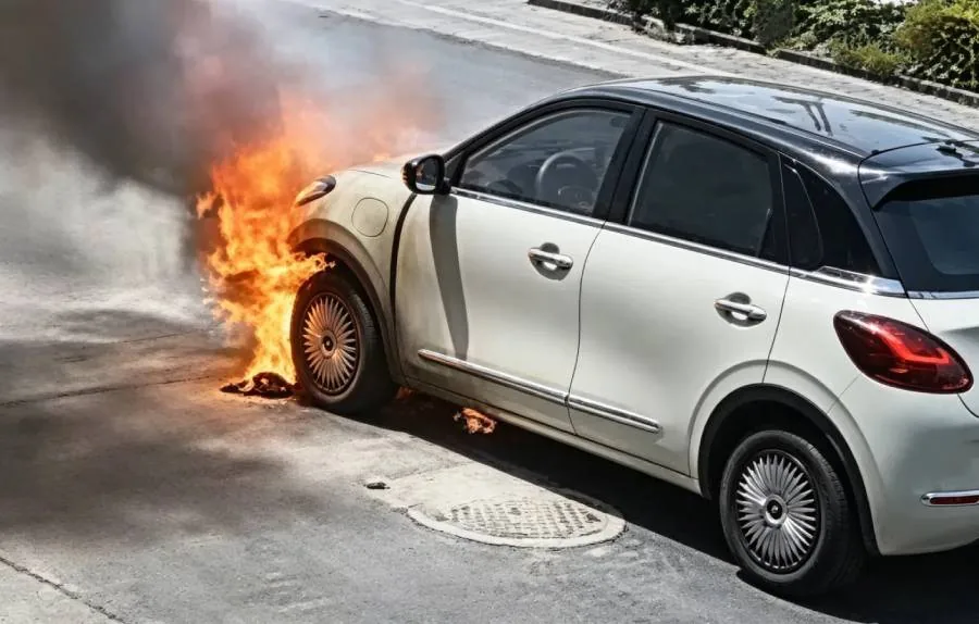 В китайском Сюаньчэне на парковке сгорел Wuling Binguo